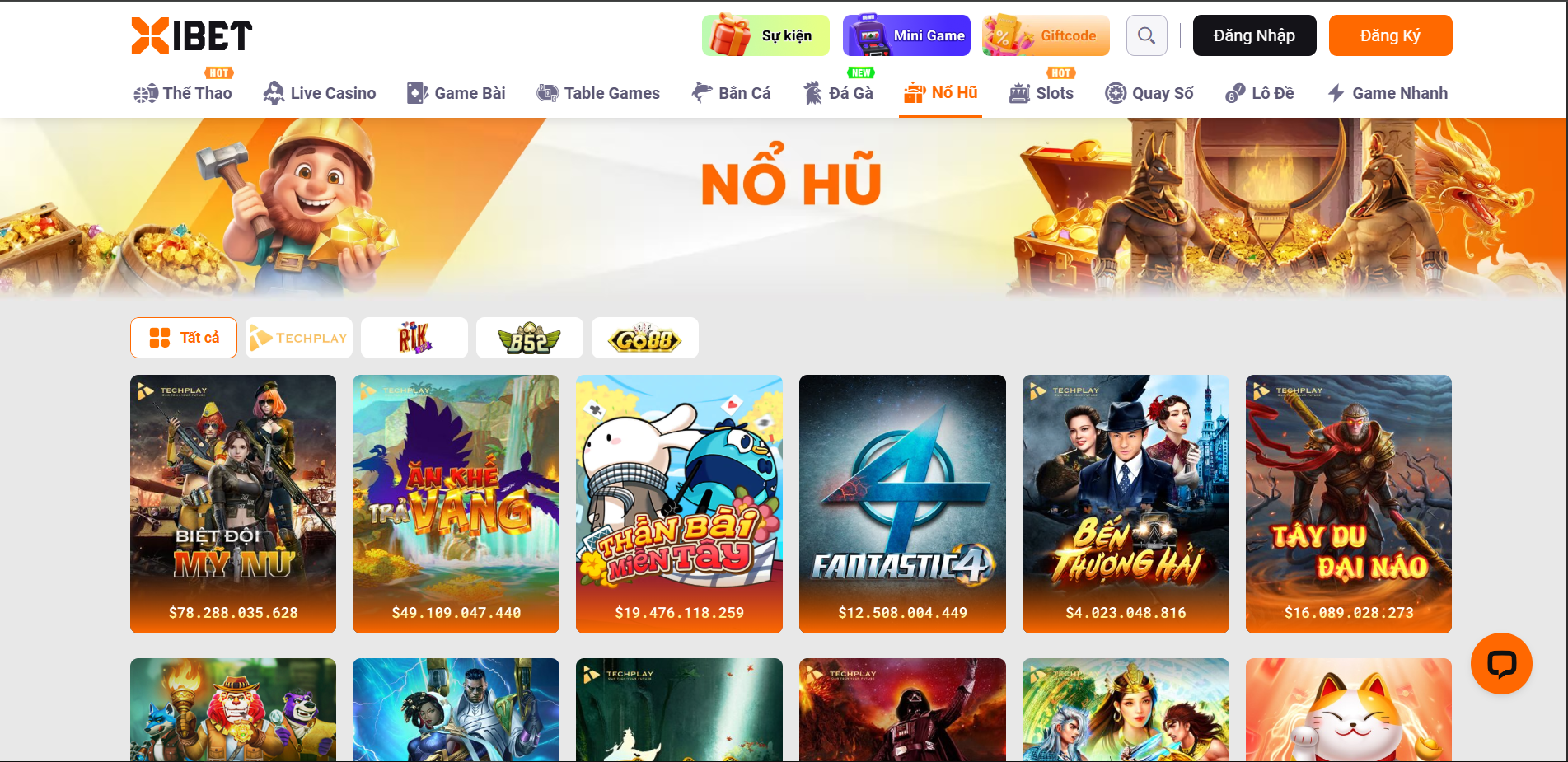Danh mục nổ hũ luôn rất nhiều tựa slot game hot hit nhất 2025
